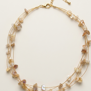 Choker dorado piedras beige