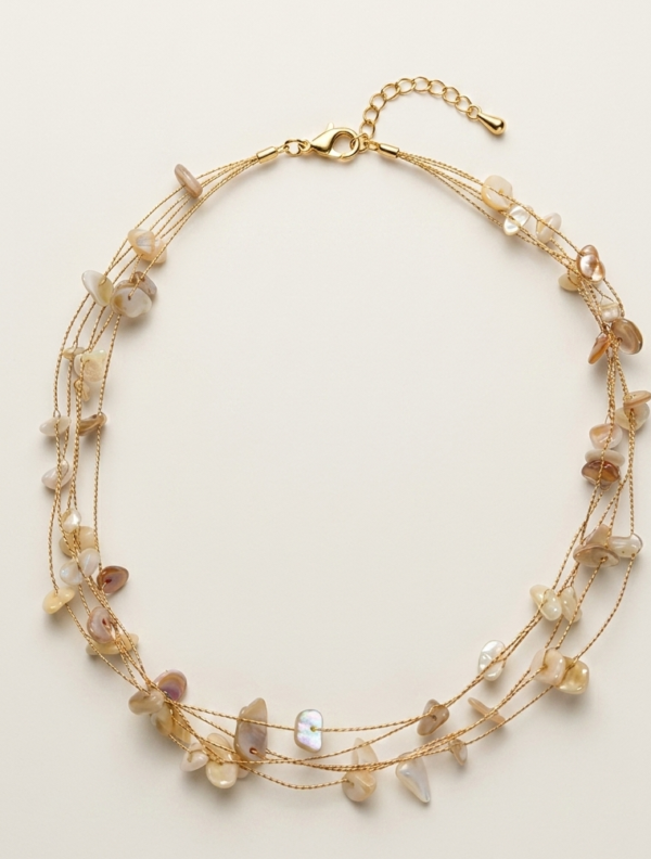 Choker dorado piedras beige