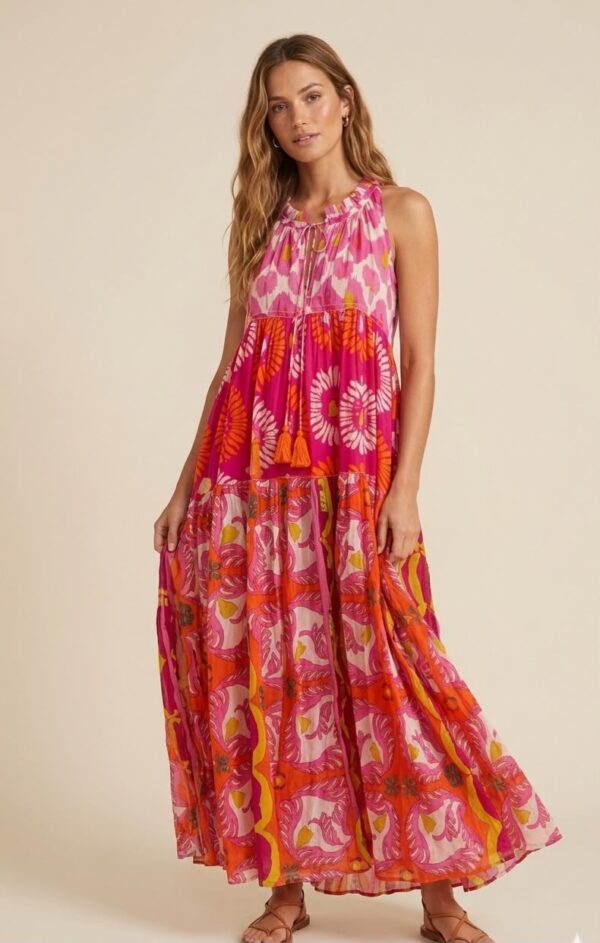 Vestido boho tonos rosados