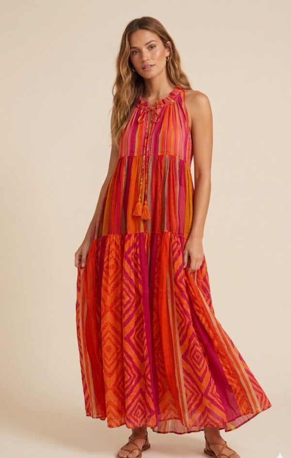 Vestido boho tonos anaranjados