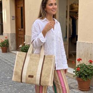 Bolso shopper vintage rafia