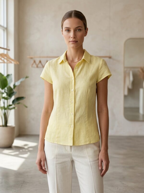Camisa lino manga corta