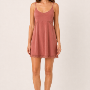 Camisón color teja viscosa frontal