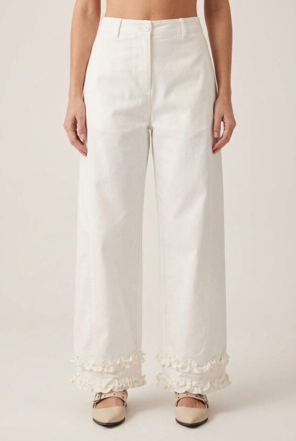 Pantalón blanco volantes frontal