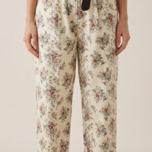 Pantalón floral con cinturón frontal
