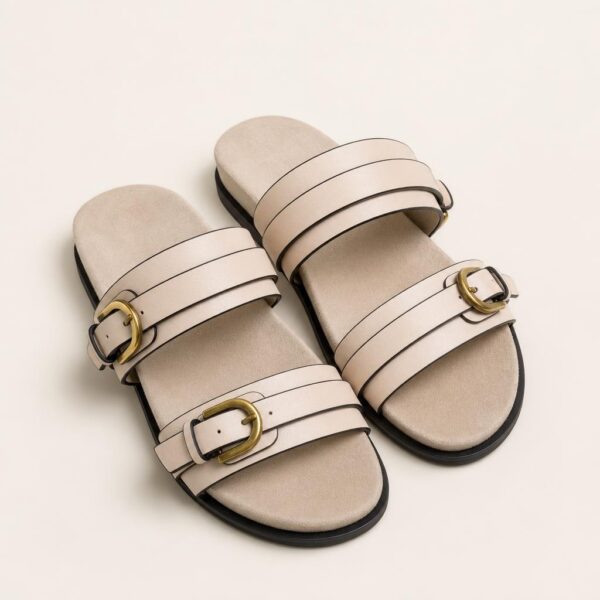 Sandalia doble hebilla beige