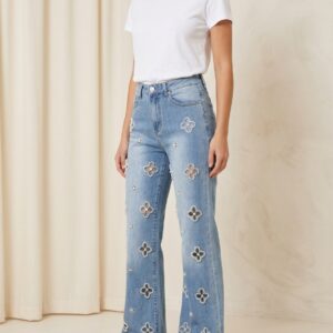 Pantalón vaquero estrella perlas