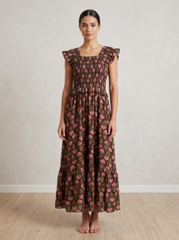 Vestido estampado nido de abeja
