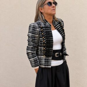 Chaqueta Bellagio de cuadros negro y beige, vista 2