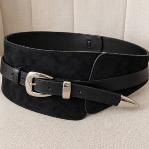 Cinturón ancho de ante negro, vista de producto